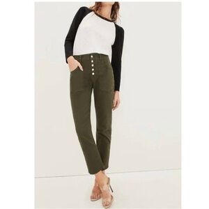 Veronica Beard‎ Arya Straight High Rise Chino Pants Army Green Cargo Sz 23